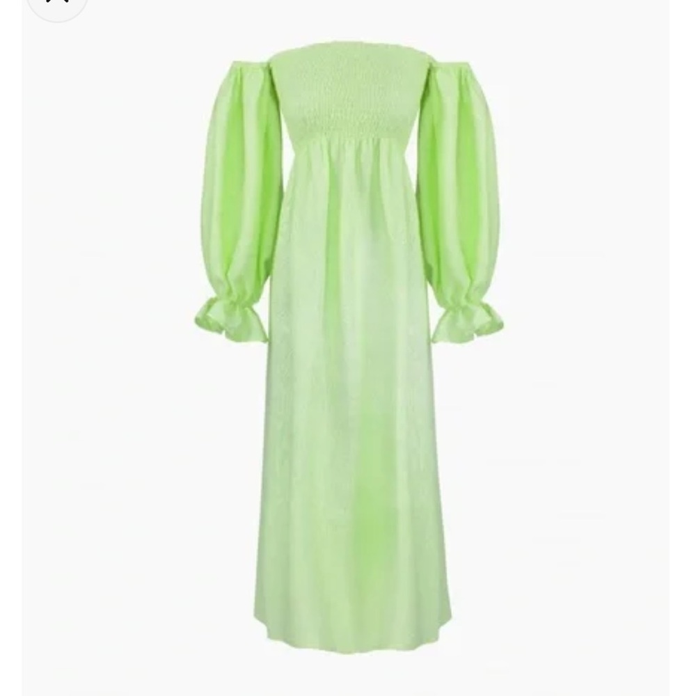 Sleeper Lime Green Off-Shoulder Midi Dress - Picture 2 of 8
